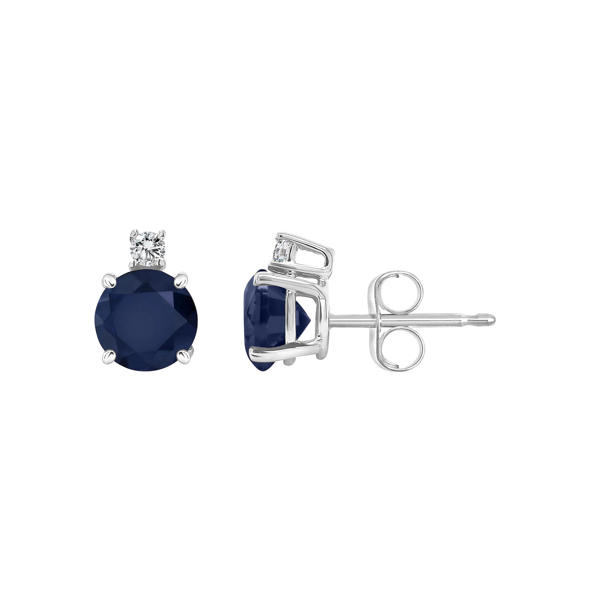Celebration Gems 14k Gold Sapphire & Diamond Accent Stud Earrings, Women's, 14k Whgold Product Image