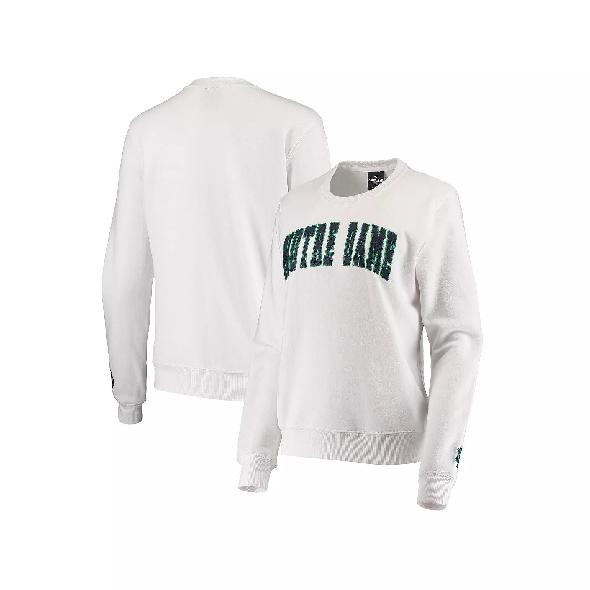 Women's Colosseum White Notre Dame Fighting Irish Campanile Pullover Sweatshirt,  Product Image