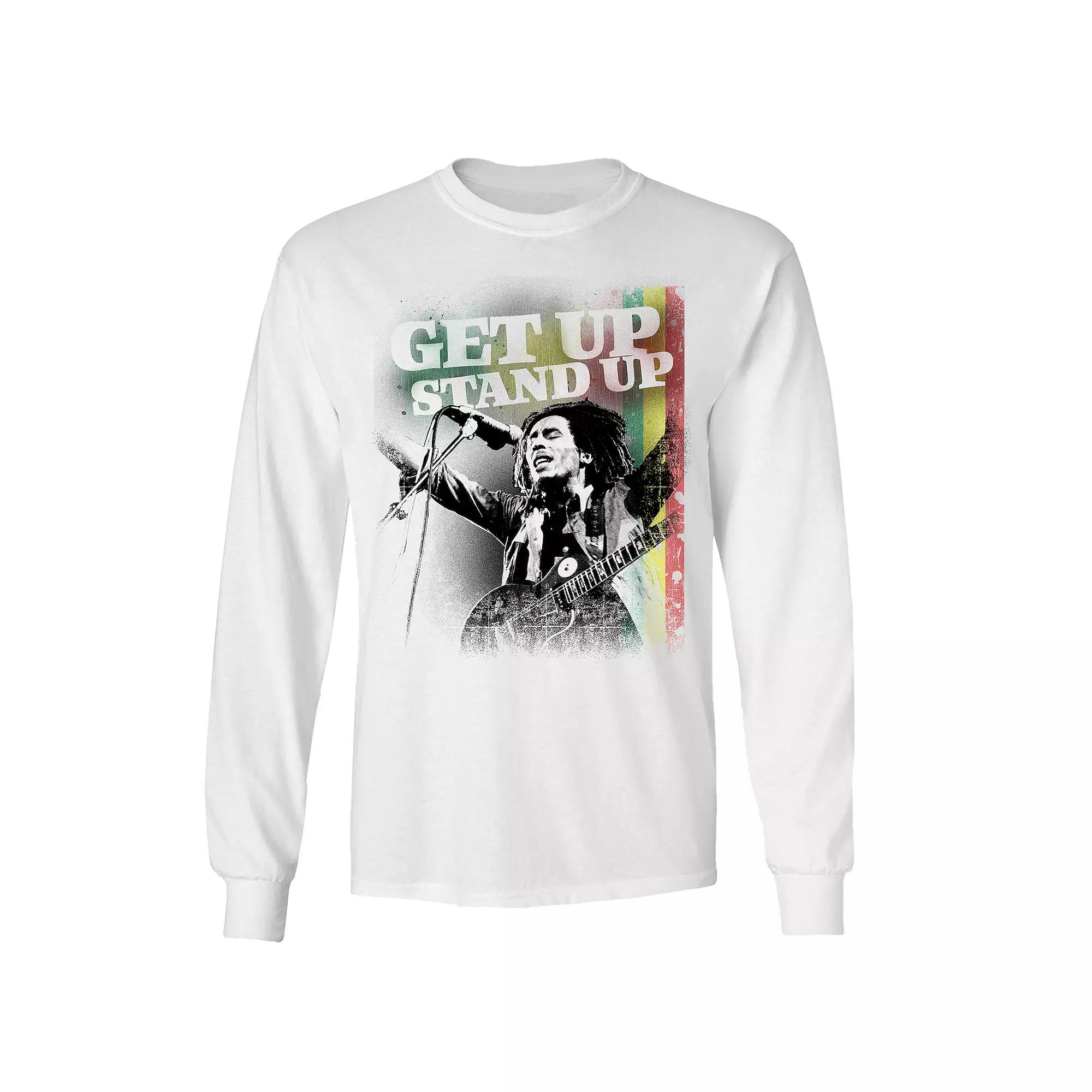 Men's Bob Marley Get Up Stand Up Long Sleeve Tee, Size: Large, White Product Image