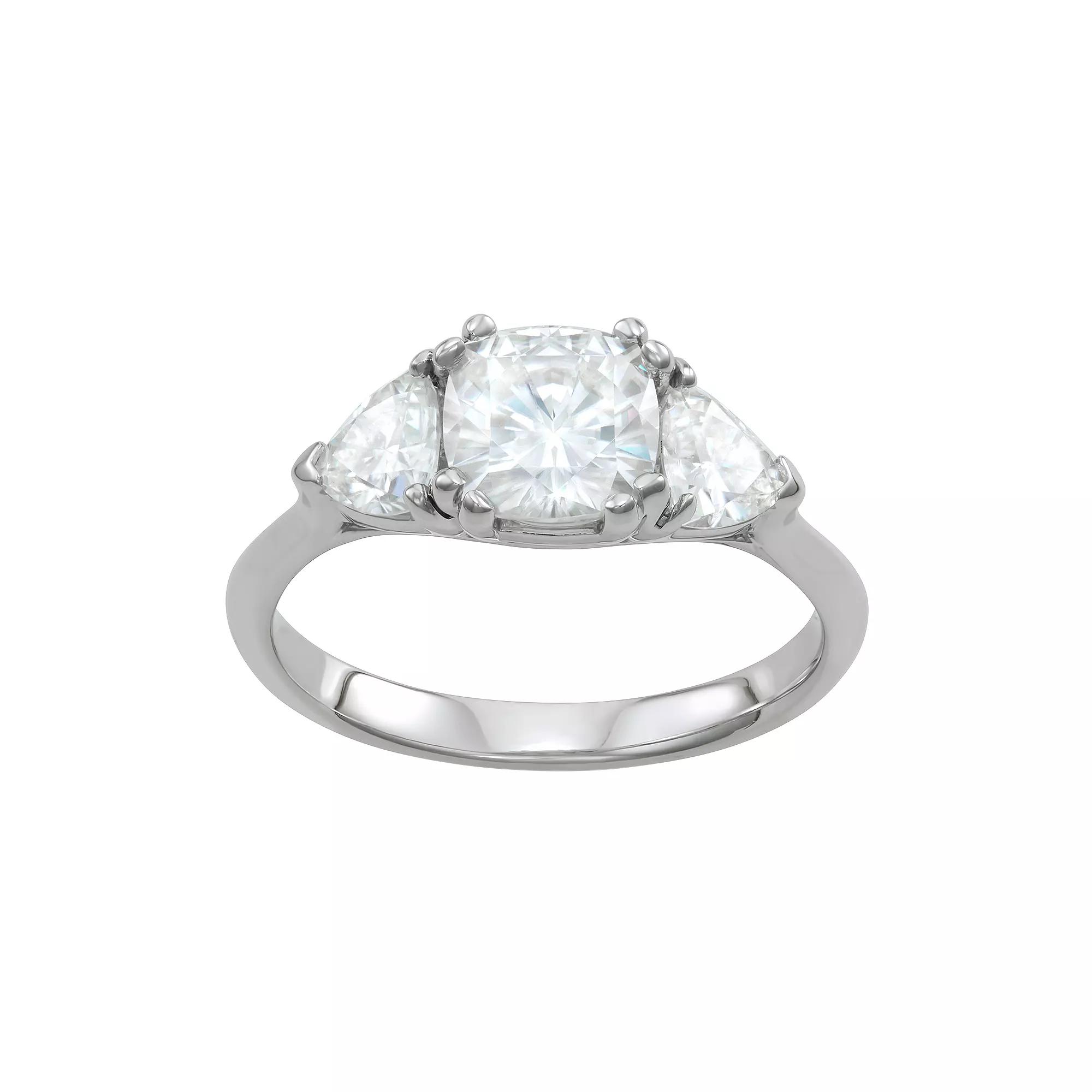 Charles & Colvard 14k White Gold 3 Carat T.W. Lab-Created Moissanite 3-Stone Ring, Women's, Size: 8, 14k Whgold Product Image