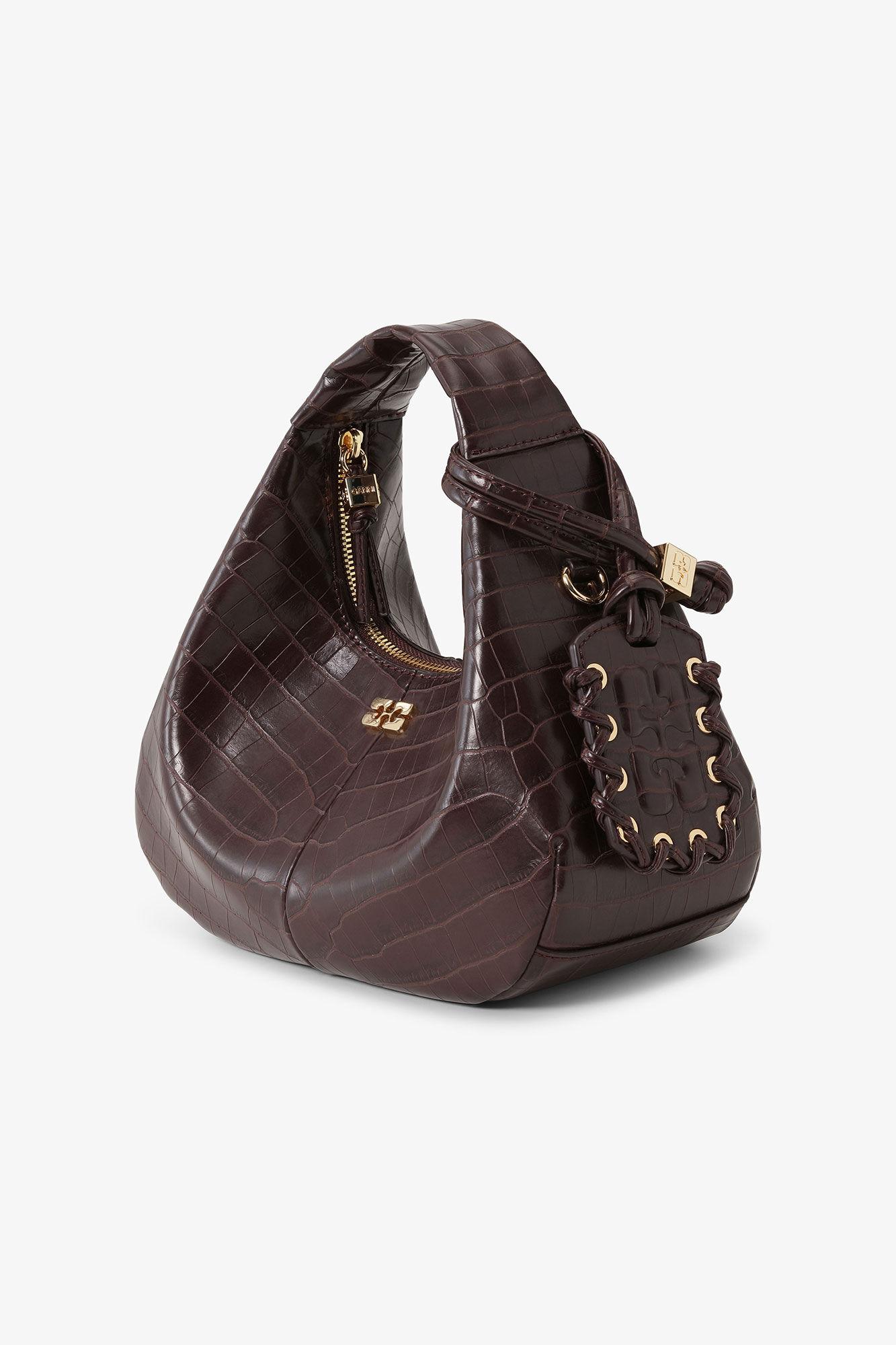 Brown Croco Mini Hobo Bag Product Image
