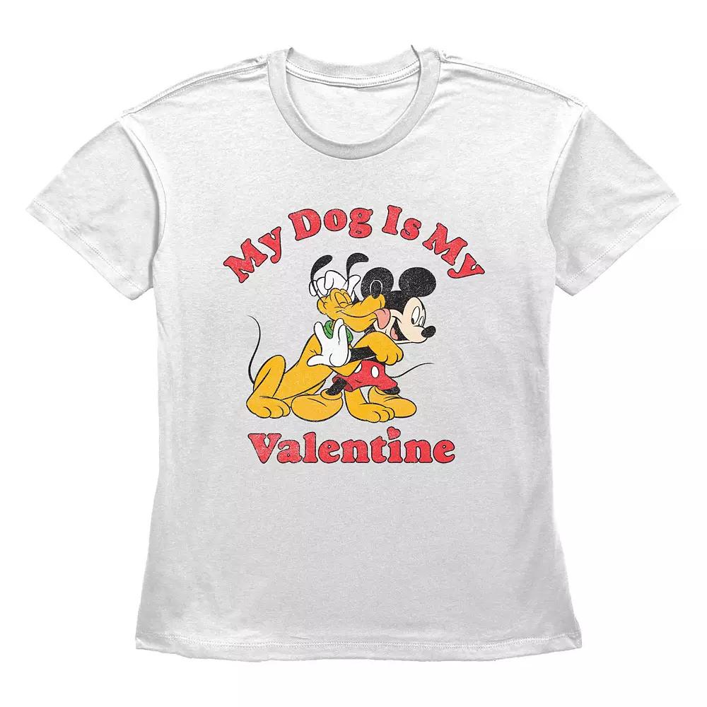 Disney's Mickey Mouse And Pluto My Dog Is My Valentine Women's Graphic Tee,  Product Image