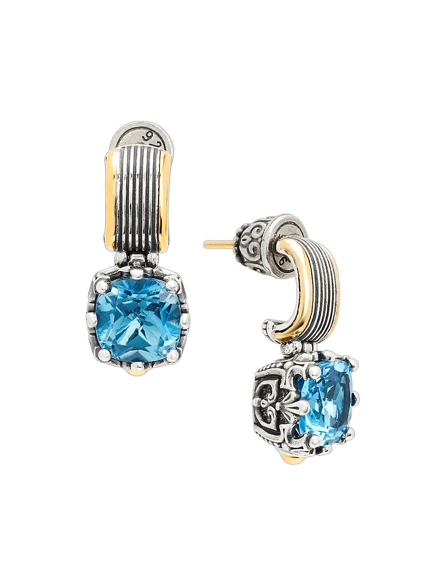 Womens Delos 2.0 Utopia 18K Gold, Sterling Silver & Blue Topaz Drop Earrings Product Image