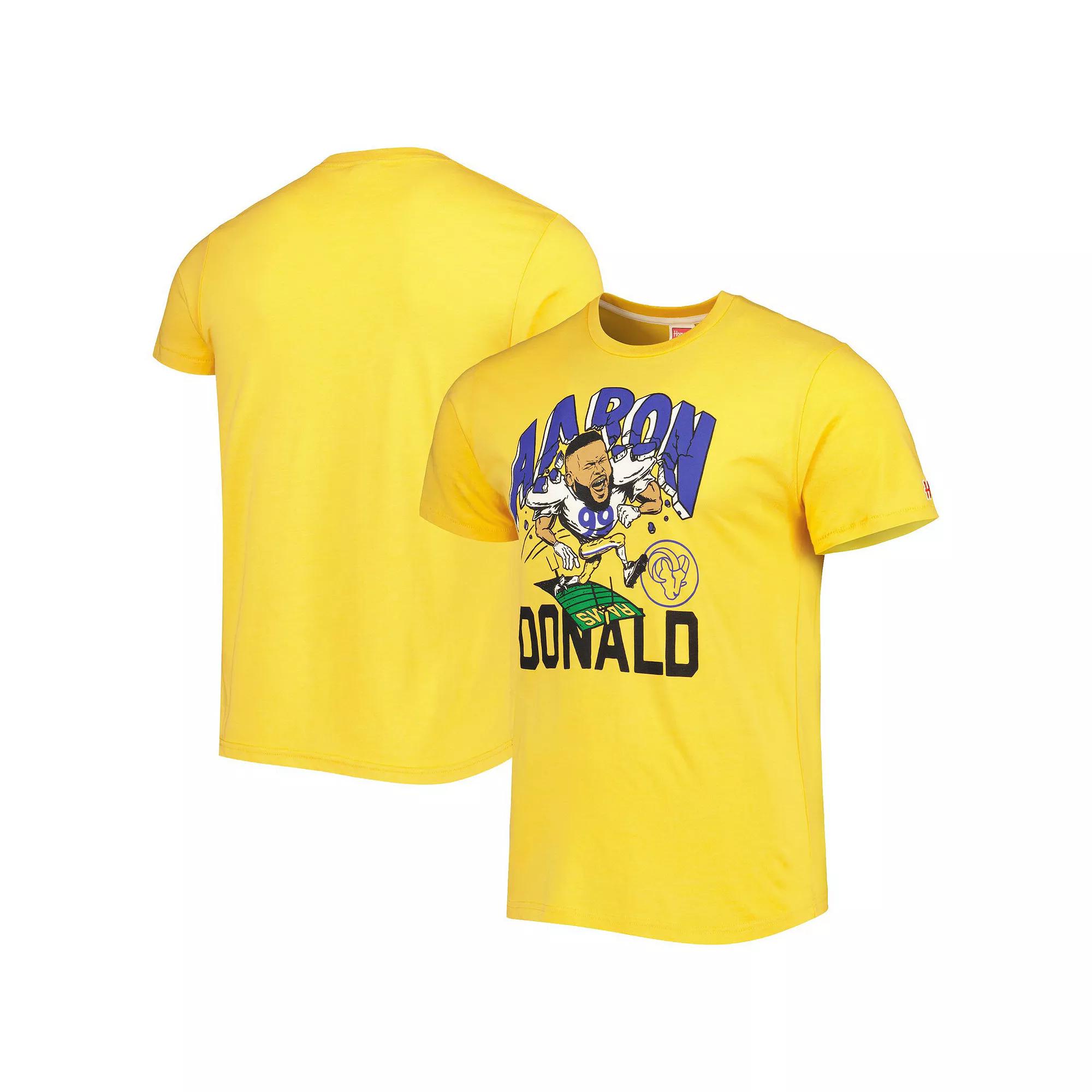 Men's Homage Aaron Donald Gold Los Angeles Rams Caricature Player Tri-Blend T-Shirt, Size: Medium Product Image