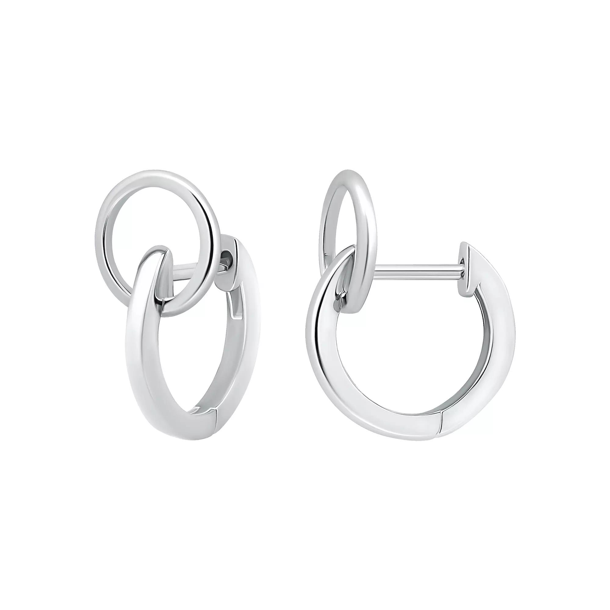 Aleure Precioso Sterling Silver Open Circle Huggie Hoop Earrings, Women's, Silver Tone Product Image