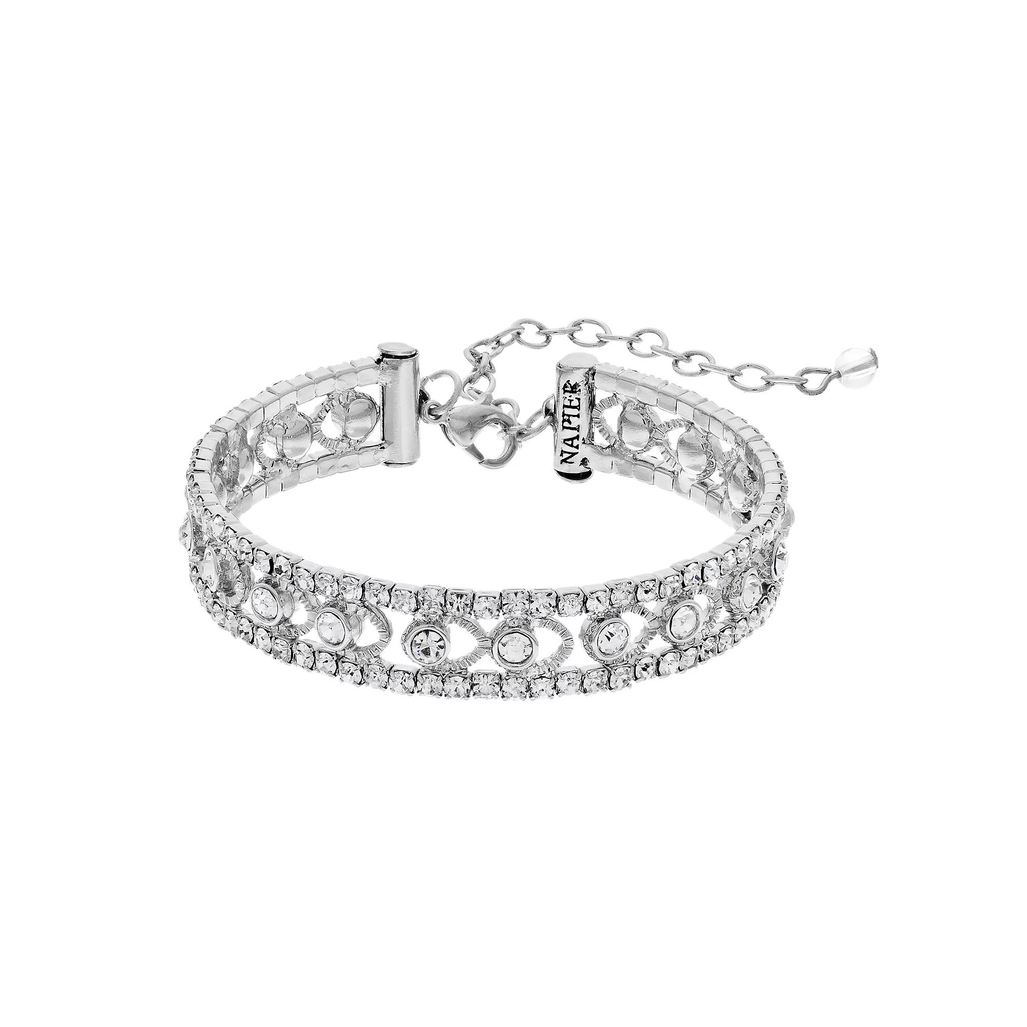 Napier Simulated Crystal Bracelet, Women's, Silver Tone Product Image