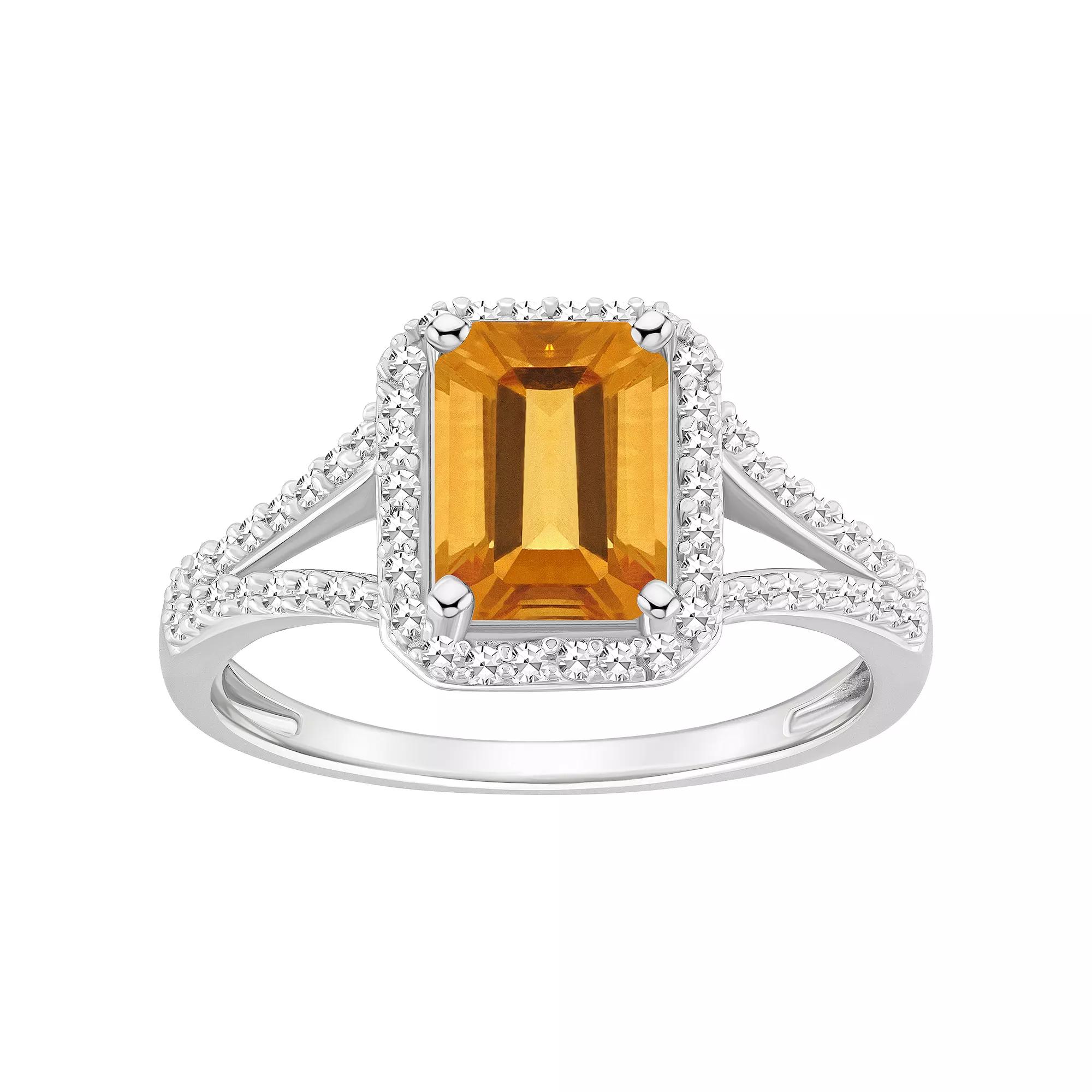 Celebration Gems Sterling Silver Gemstone & 1/4 Carat T.W. Diamond Halo Ring, Women's,  Product Image