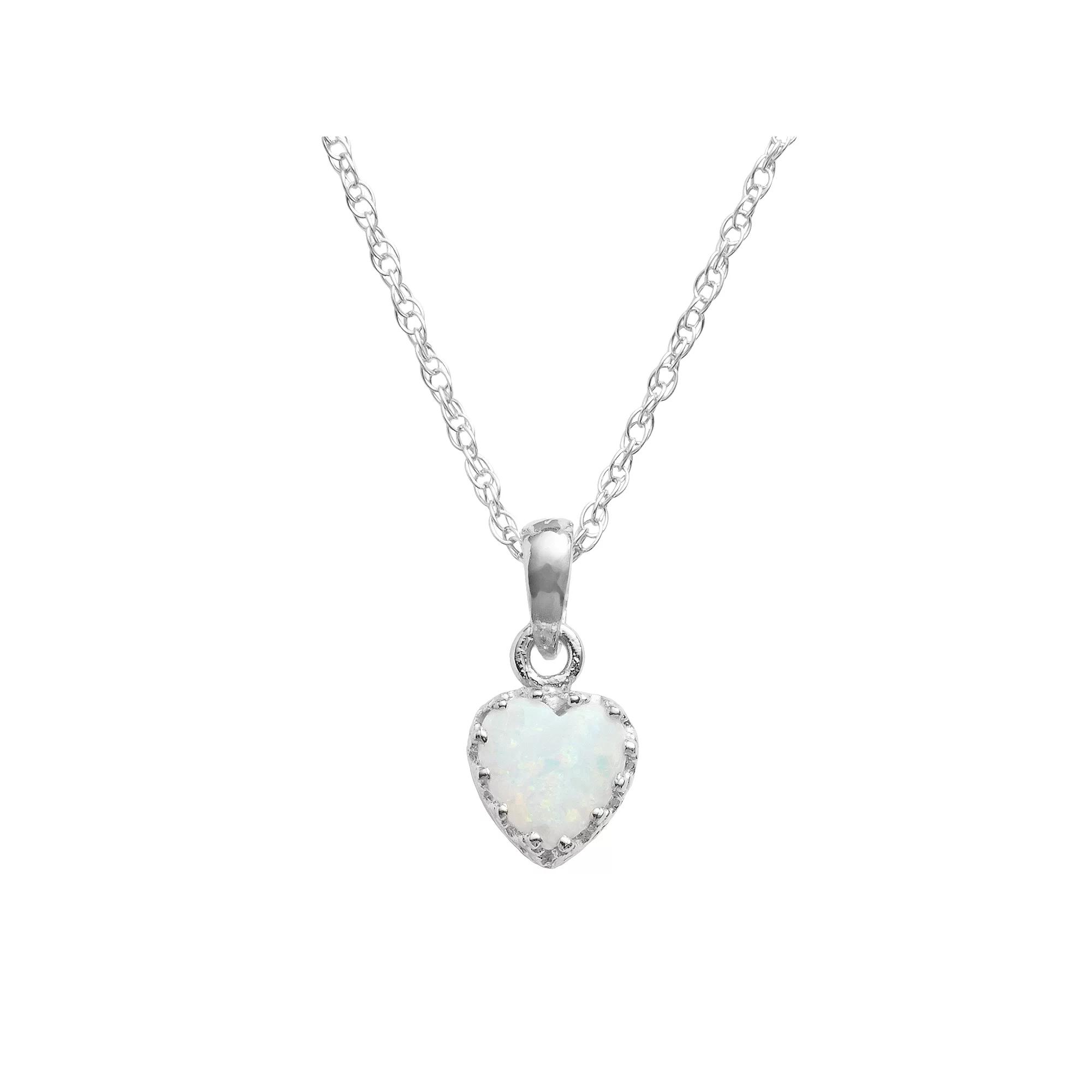 Designs by Gioelli Sterling Silver Lab-Created Opal Heart Crown Pendant, Women's,  Product Image
