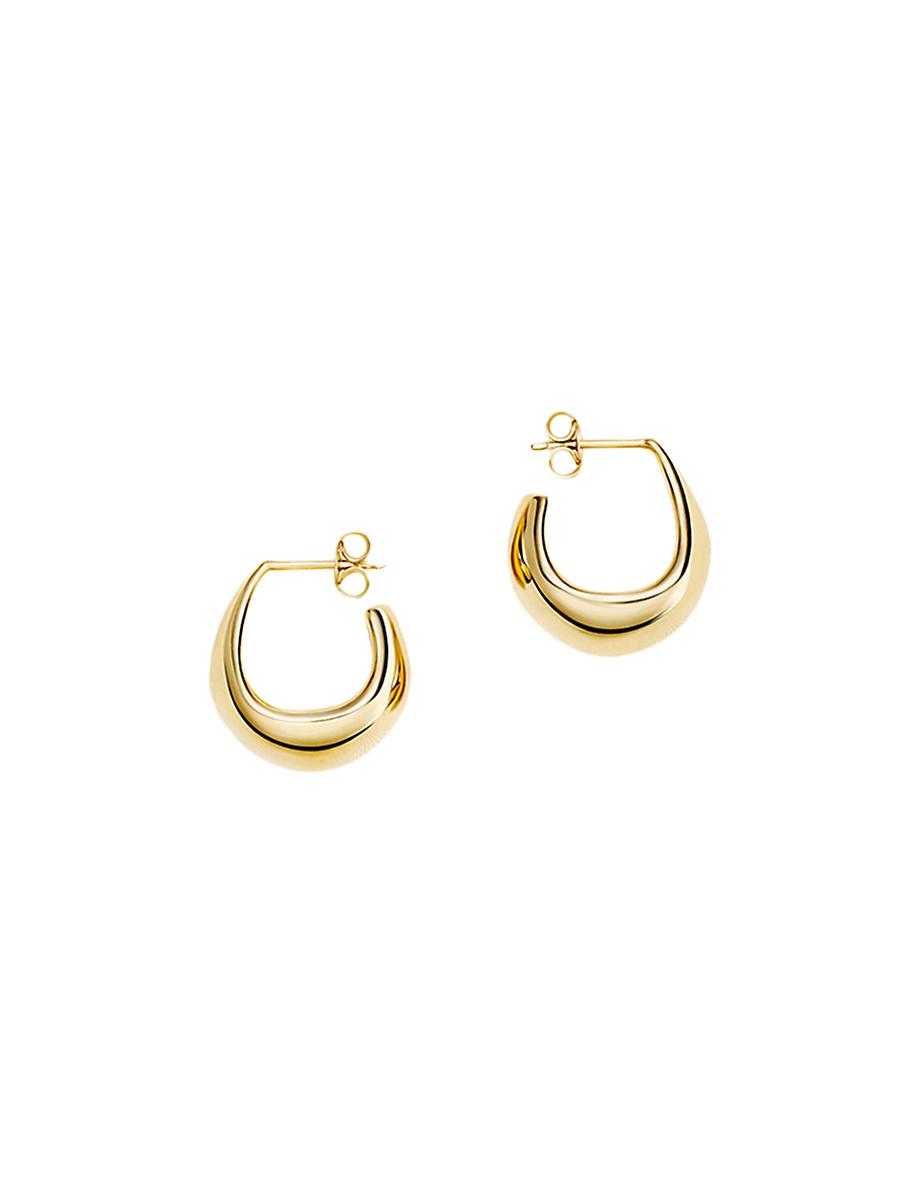 Mens Unisex Goldtone Vermeil Curved Mini Drop Earrings Product Image