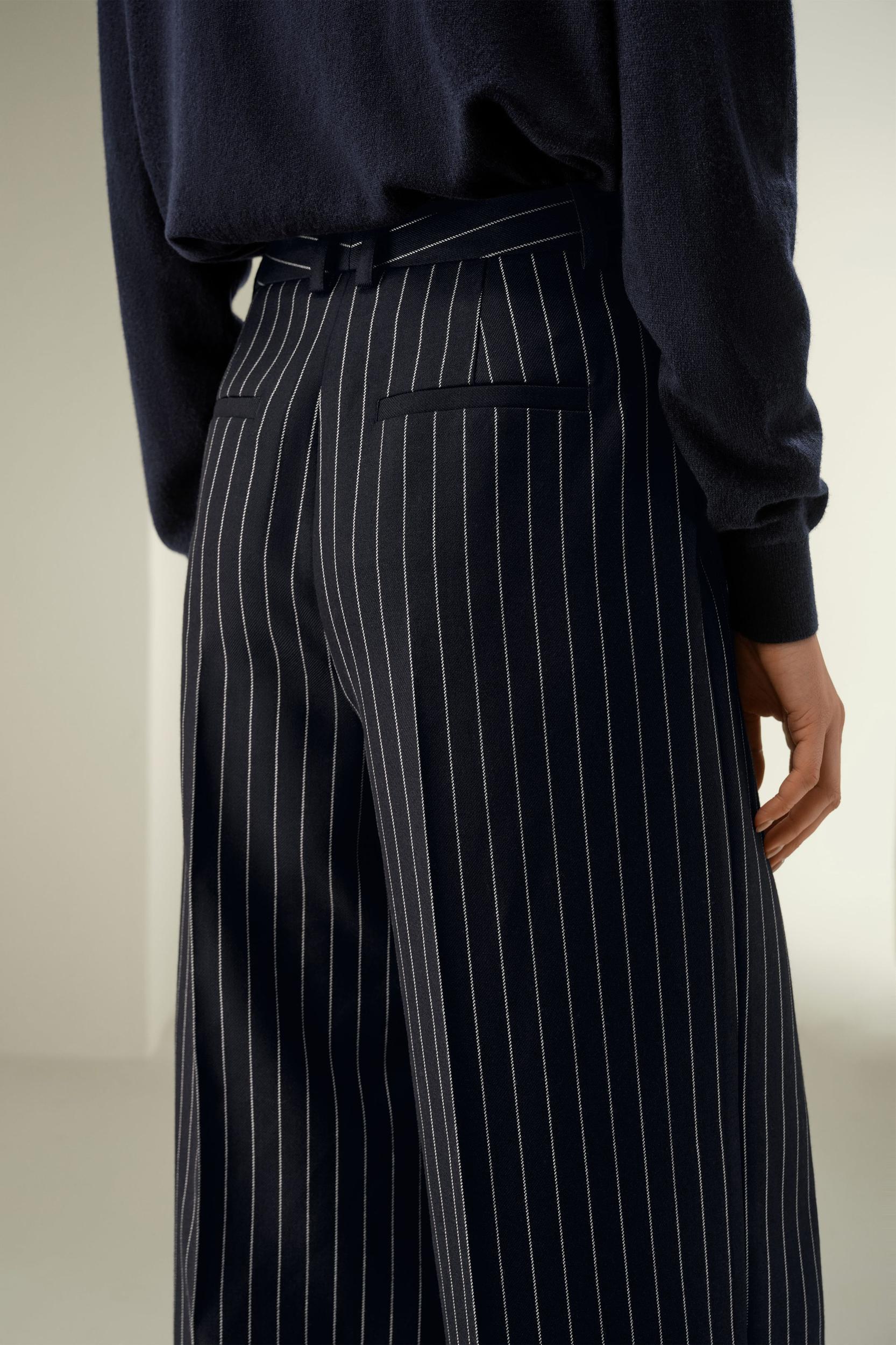 Wool-Blend Wide-Leg Stripe Pants Product Image