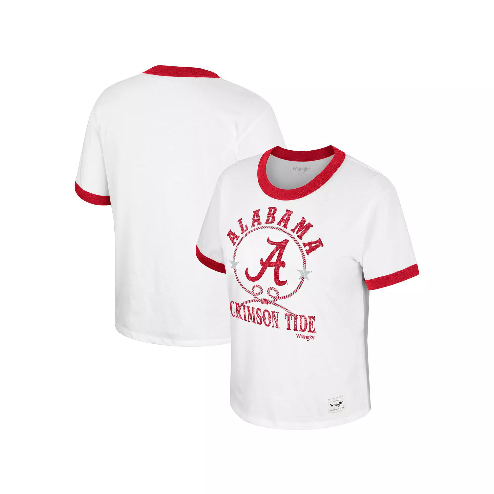 Women's Colosseum x Wrangler White Alabama Crimson Tide Freehand Ringer T-Shirt, Size: XL Product Image
