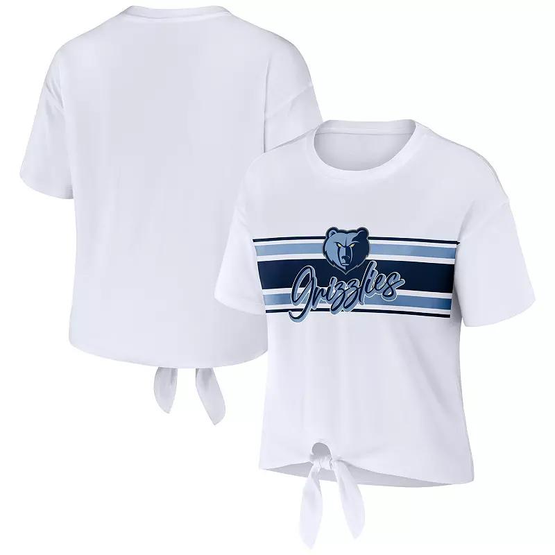 Women's WEAR by Erin Andrews White Memphis Grizzlies Tie-Front T-Shirt,  Product Image
