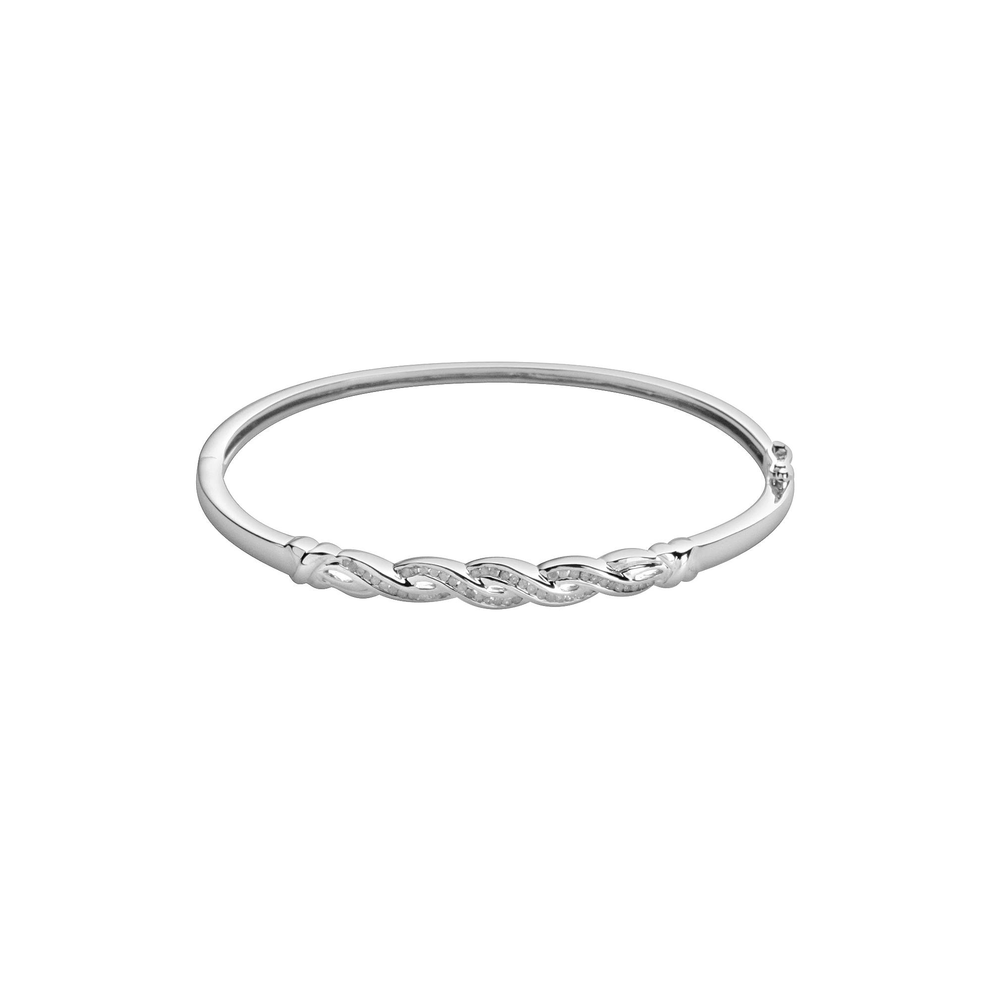 Sterling Silver 1/4-ct. T.W. Diamond Infinity Bangle Bracelet, Women's Product Image