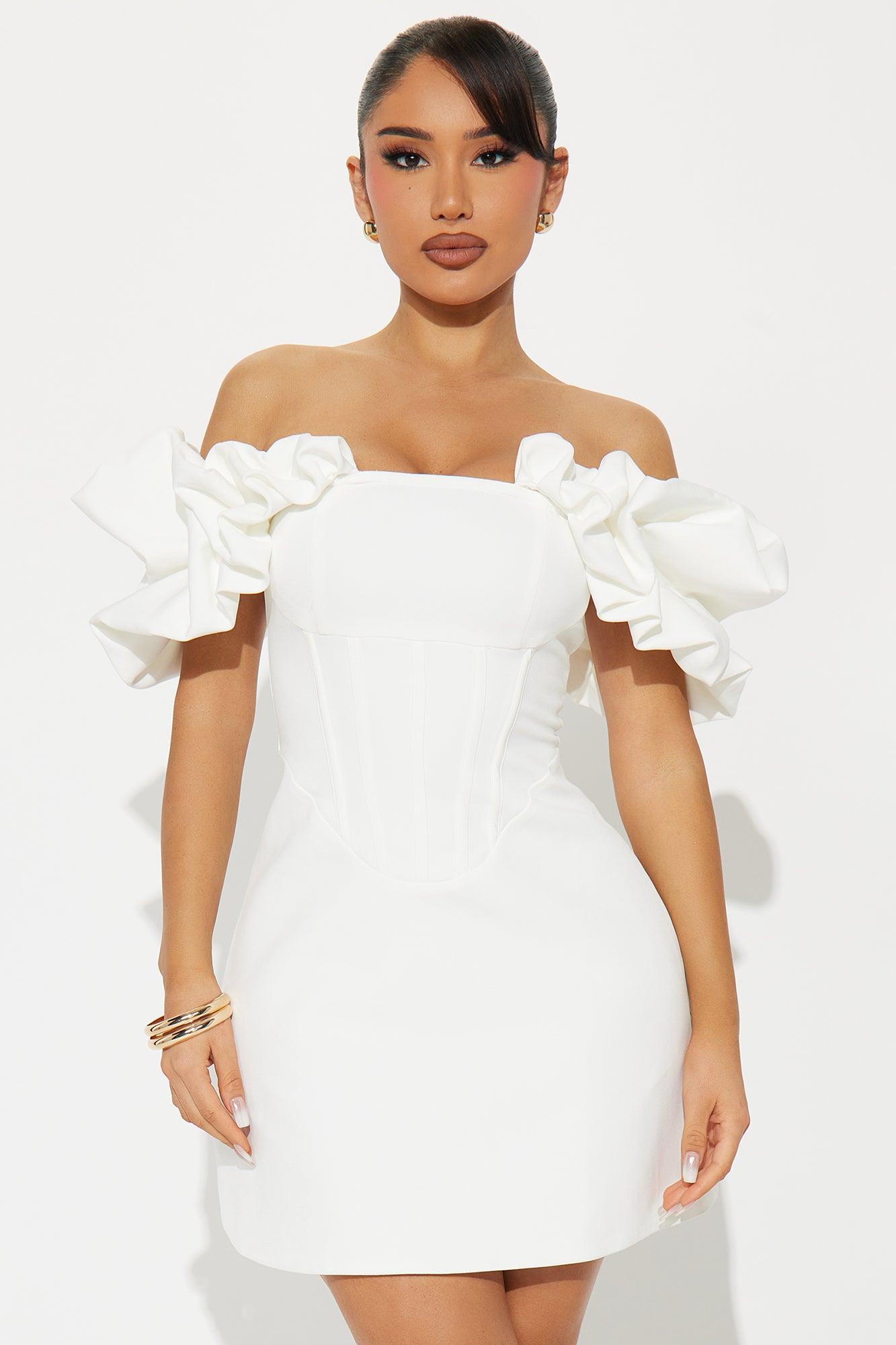 Chic Charm Corset Mini Dress - White Product Image