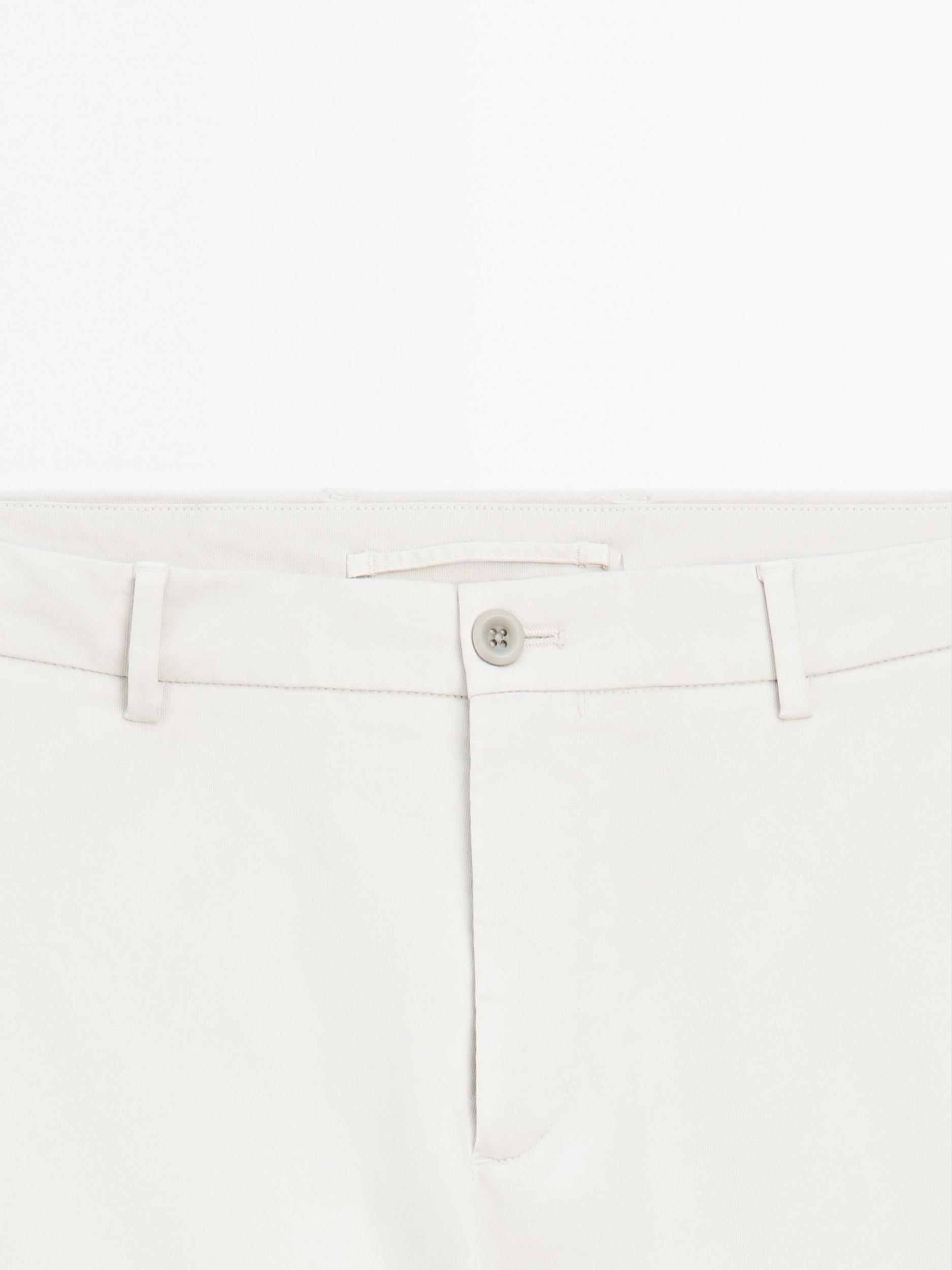 Cotton blend slim fit trousers Product Image