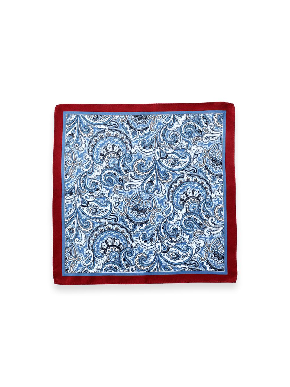 Paisley Silk Pocket Square - Blue/red Product Image