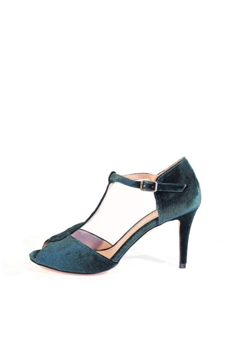 Blondie T-Strap Velvet Heels Product Image