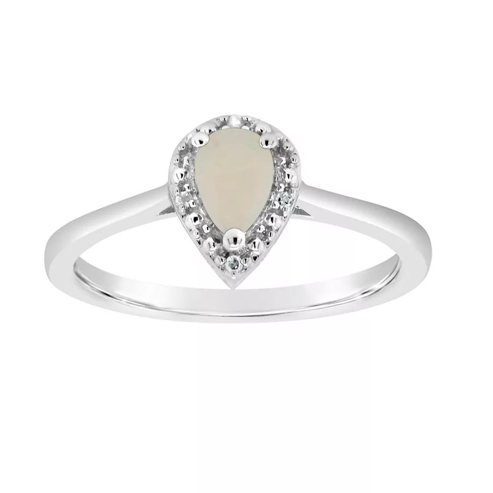 Celebration Gems Sterling Silver Pear Shaped Genuine Aquamarine Diamond Accent Frame Ring, Women's,  Product Image