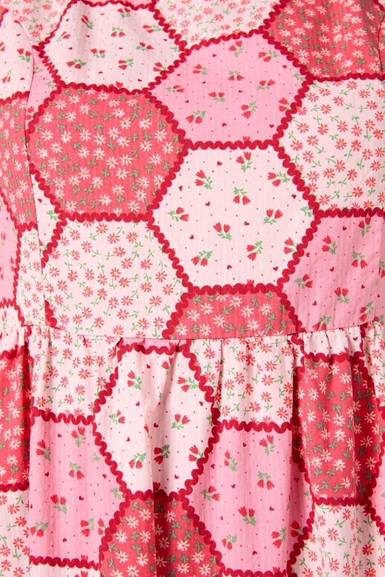 Patchwork Tiered Midi Dress Product Image