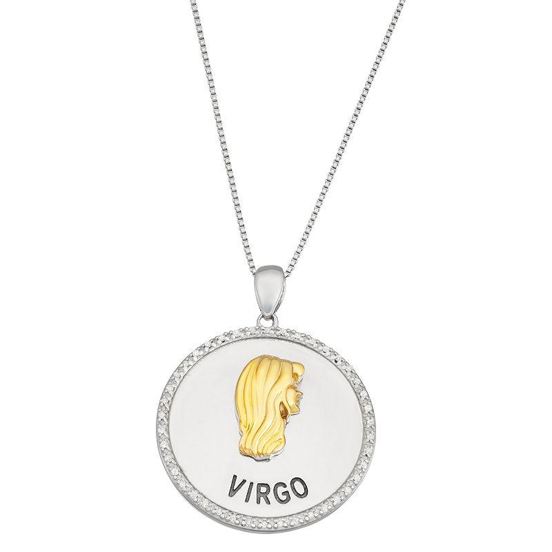 Jewelexcess 1/6 Carat T.W. Diamond Two-Tone Sterling Silver Zodiac Pendant Necklace, Women's,  Product Image