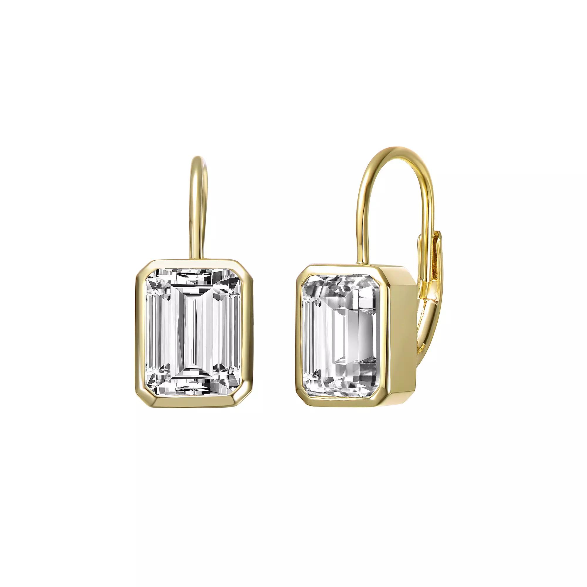Cubic Zirconia Baguette Drop Wire Back Earrings, Womens, Gold Tone Product Image