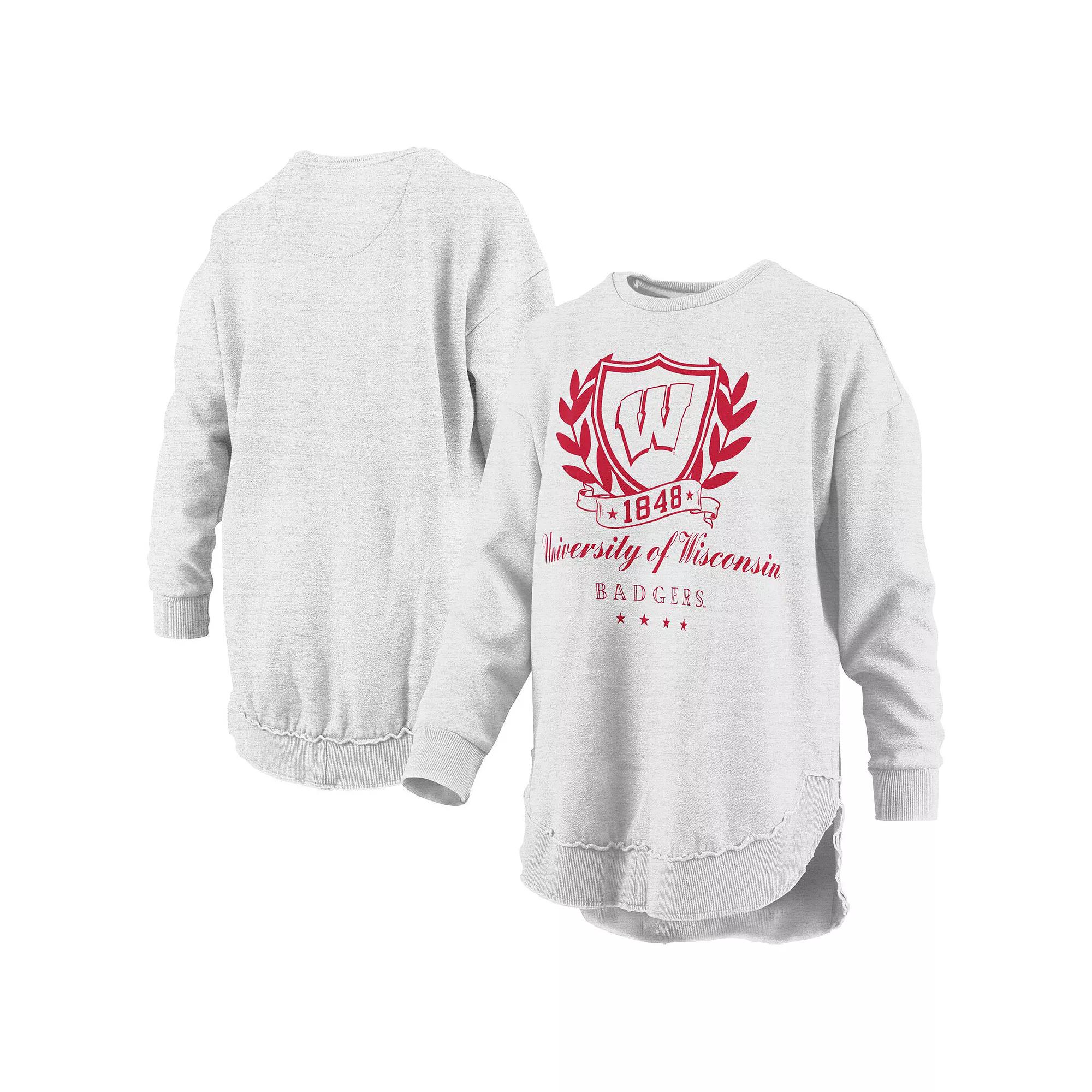 Women's Pressbox Heather Gray Wisconsin Badgers Field Day Melange Poncho Pullover Sweatshirt, Size: Small, Grey Product Image