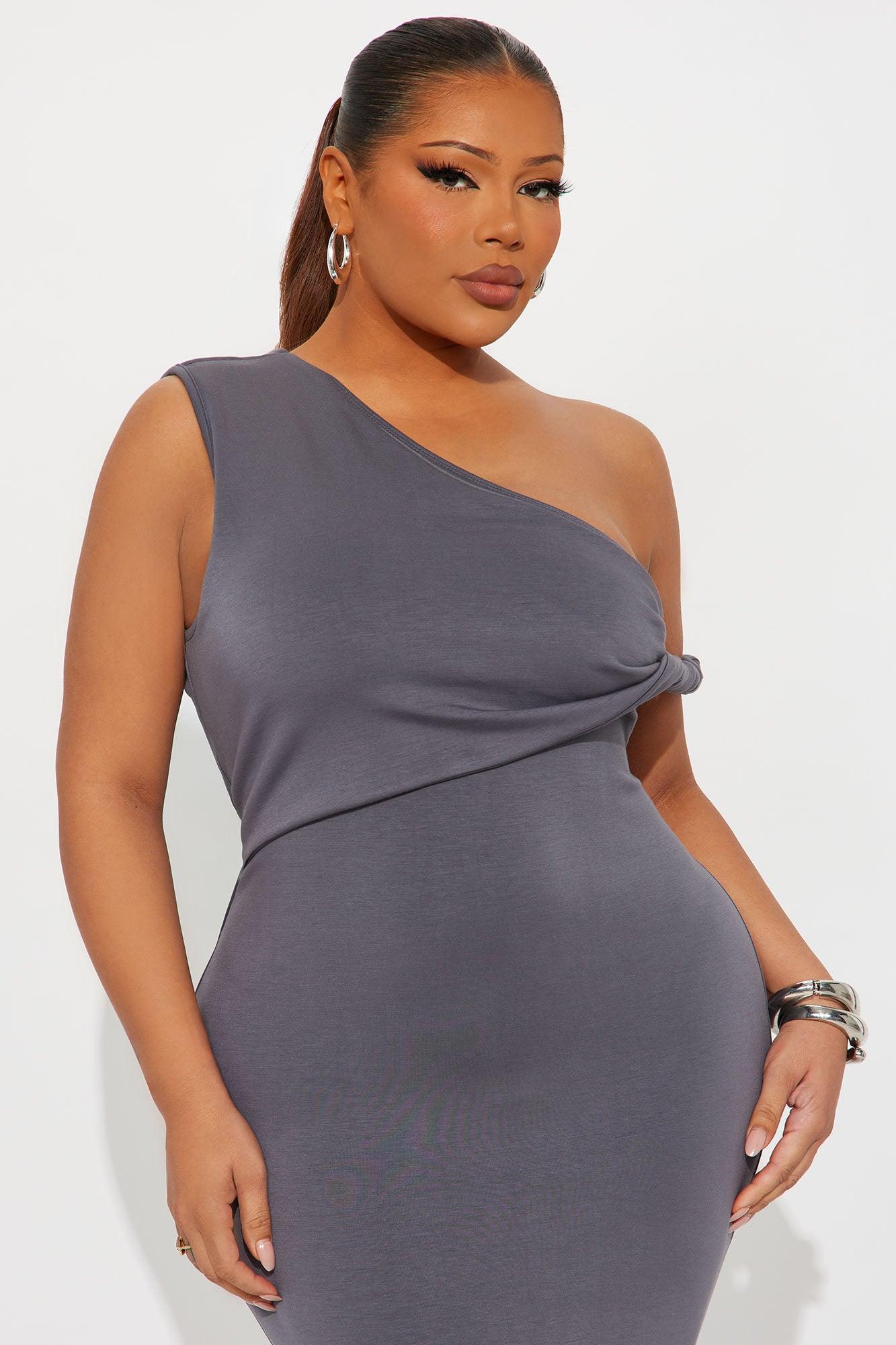 Desiree Twist One Shoulder Maxi Dress - Charcoal Female Product Image