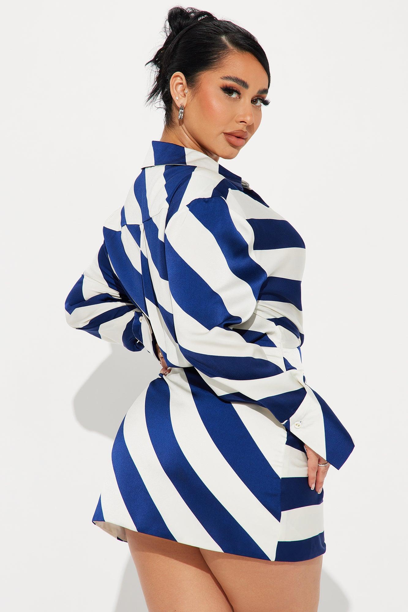 Chloe Satin Mini Dress - Navy/combo Product Image