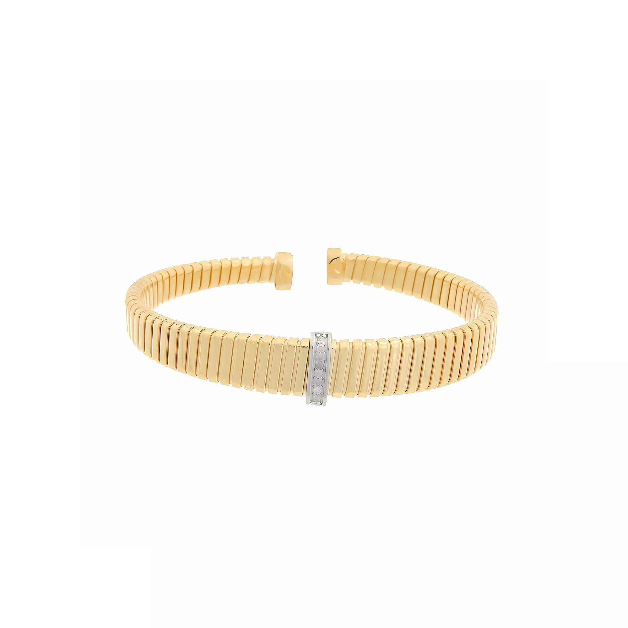 Meshmerise 1/10 Carat T.W. Diamond Goose Cuff Bracelet, Women's, Size: 7", Gold Tone Product Image