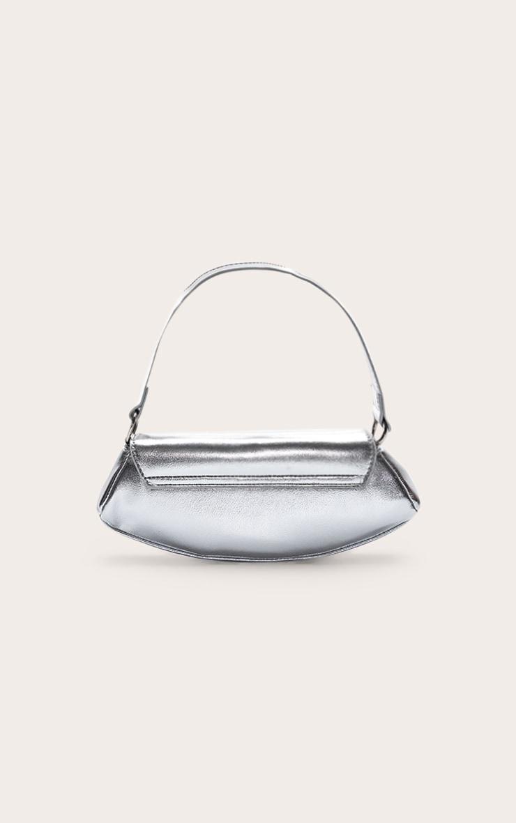 Silver Crinkle Pu Slim Curved Shoulder Bag Product Image