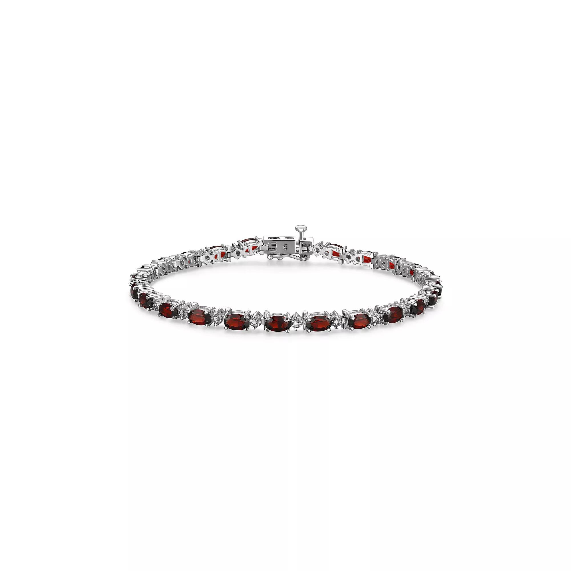 Sterling Silver Birthstone Diamond Accent Tennis Bracelet, Women's, Size: 7.25", Genuine Red January Product Image