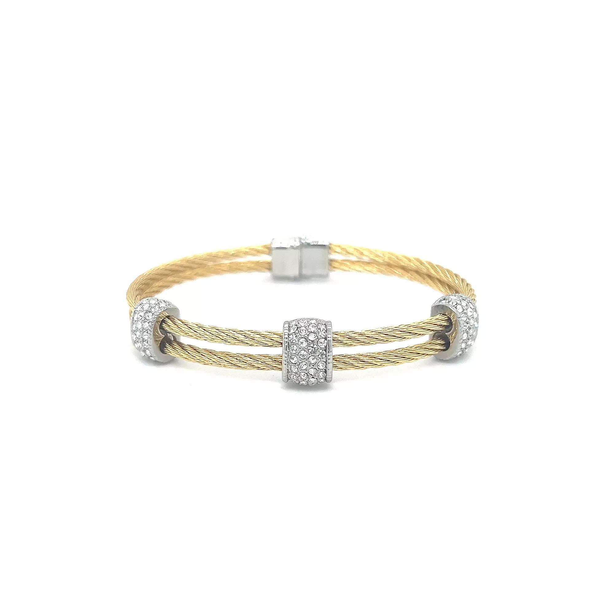 Juvell Two Tone 18k Gold Plated Cubic Zirconia Bangle Bracelet, Women's,  Product Image