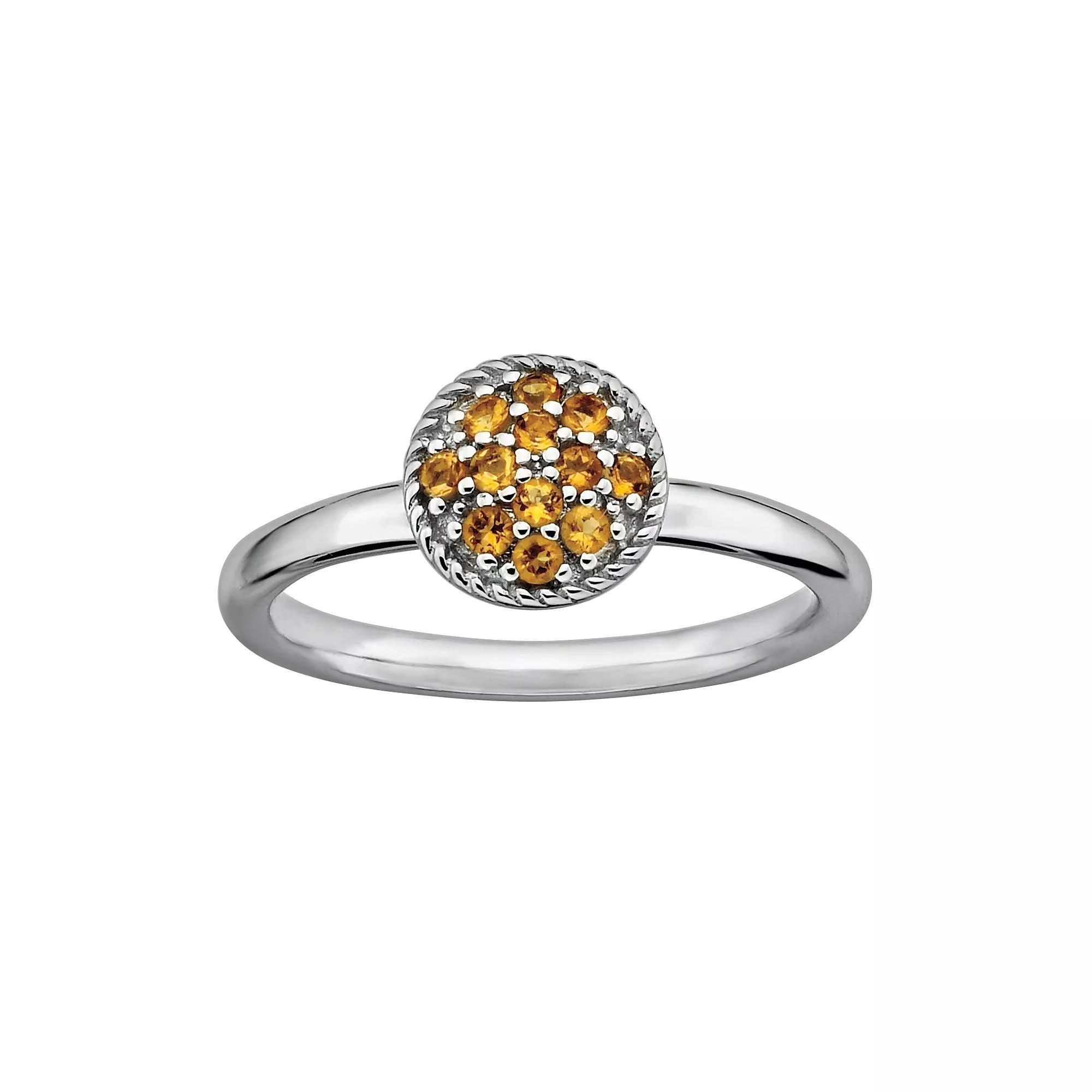 Stacks & Stones Sterling Silver Citrine Cluster Stack Ring, Women's, Size: 8, Orange Product Image