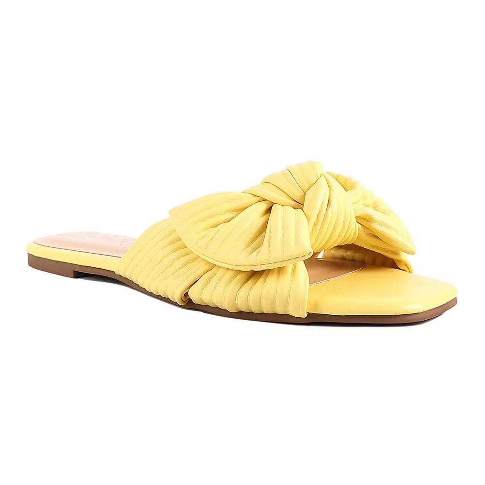 London Rag Women's Sidica Textured-Bow Slide Sandals, Size: 7, Yellow Product Image