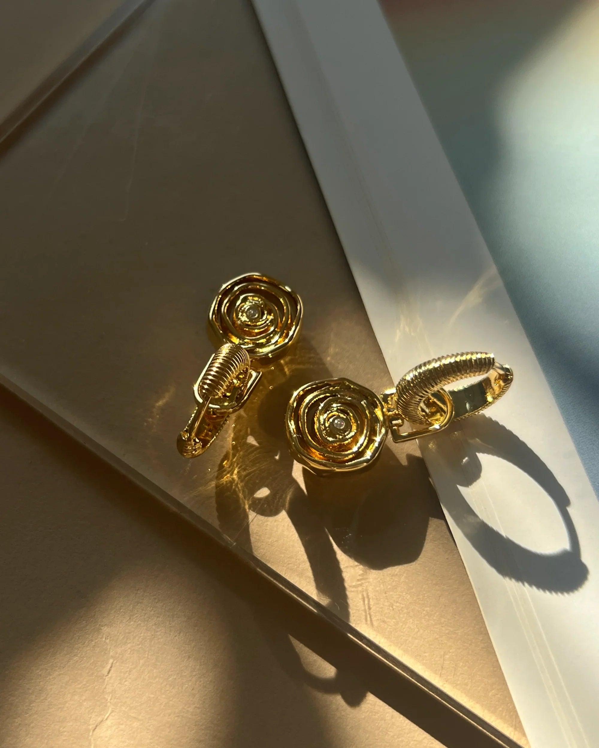 LUV AJ | Rosette Coil Charm Hoop Earrings Product Image