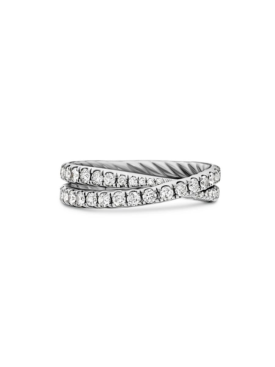 Womens DY Crossover Band Ring in Platinum Product Image