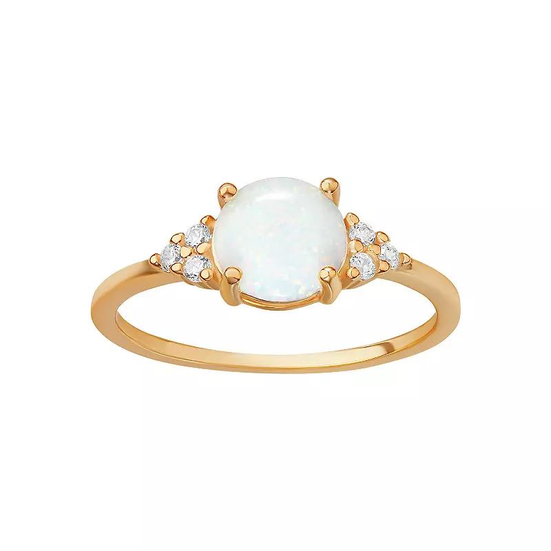 PRIMROSE Sterling Silver White Opal & Cubic Zirconia Cluster Ring, Womens Gold Tone Product Image