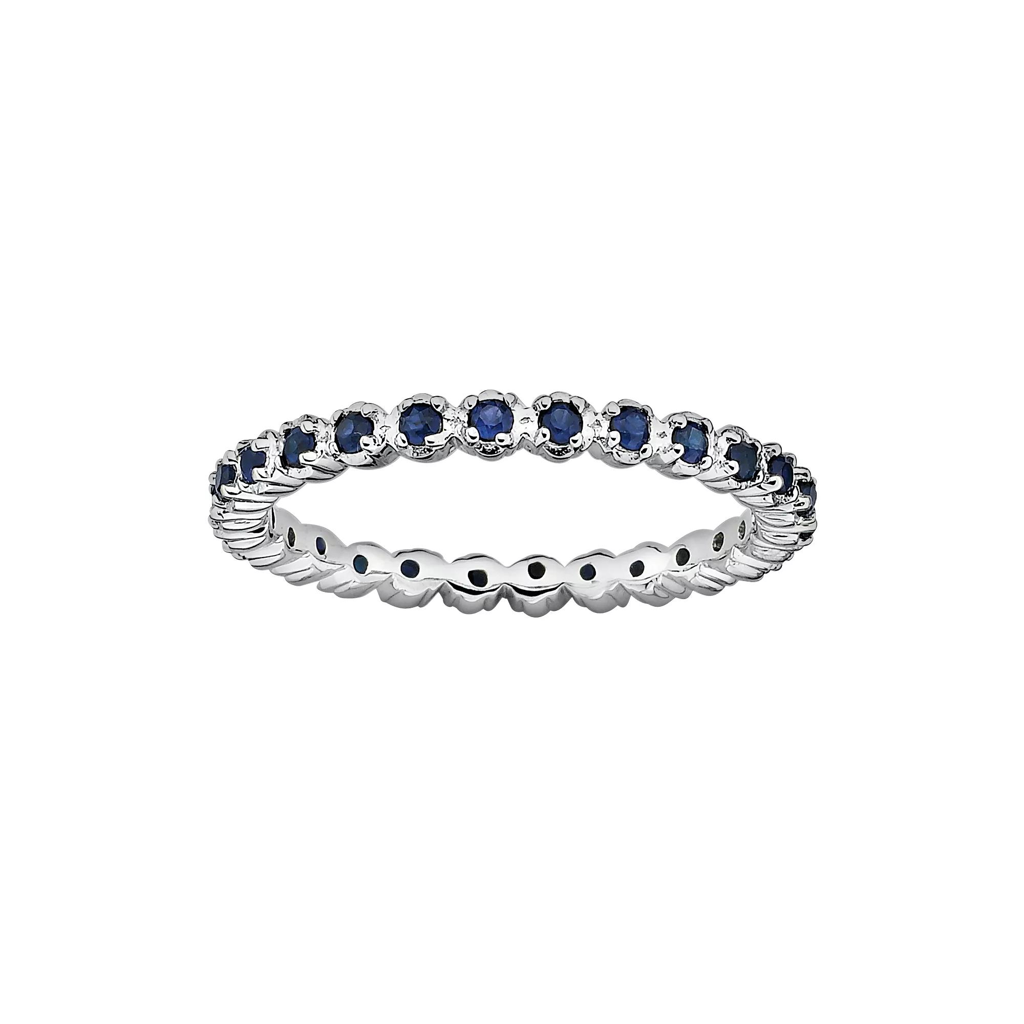 Stacks & Stones Sterling Silver Lab-Created Sapphire Stack Ring, Womens Product Image