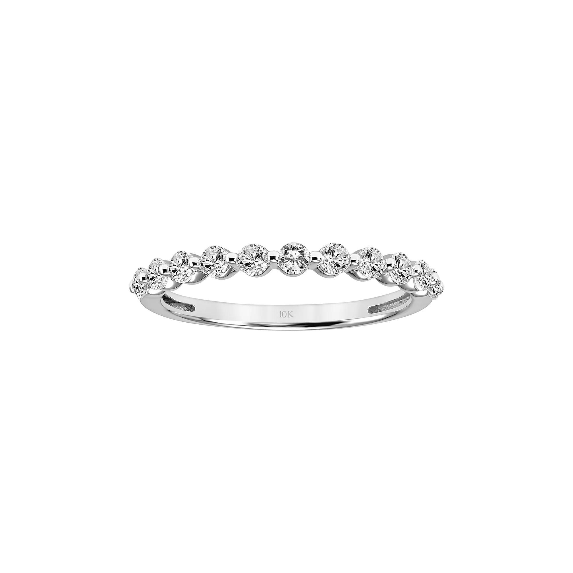 Love Always 10k White Gold Lab-Created White Sapphire Wedding Band, Women's, Size: 7 Product Image