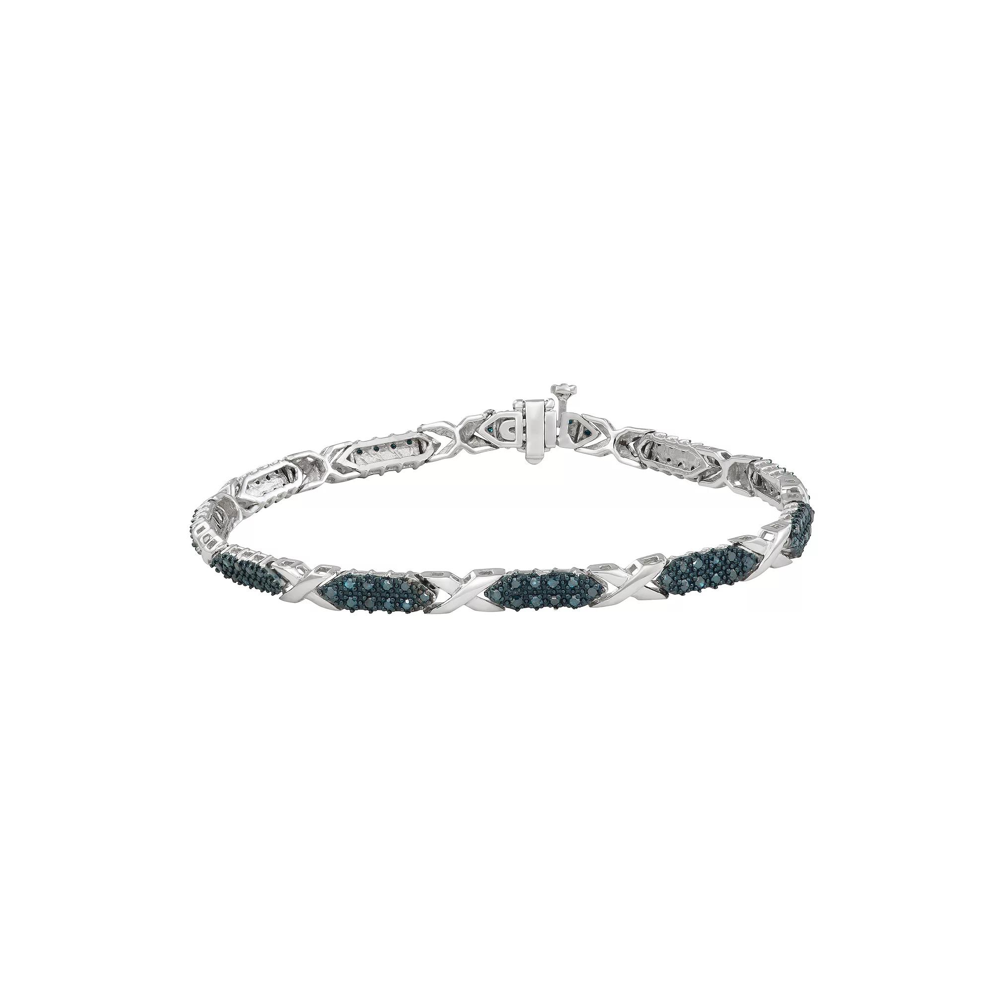 Jewelexcess Sterling Silver 1 1/2 Carat Blue Diamond Accent Bracelet, Women's, Size: 7.5", Silver Tone Product Image