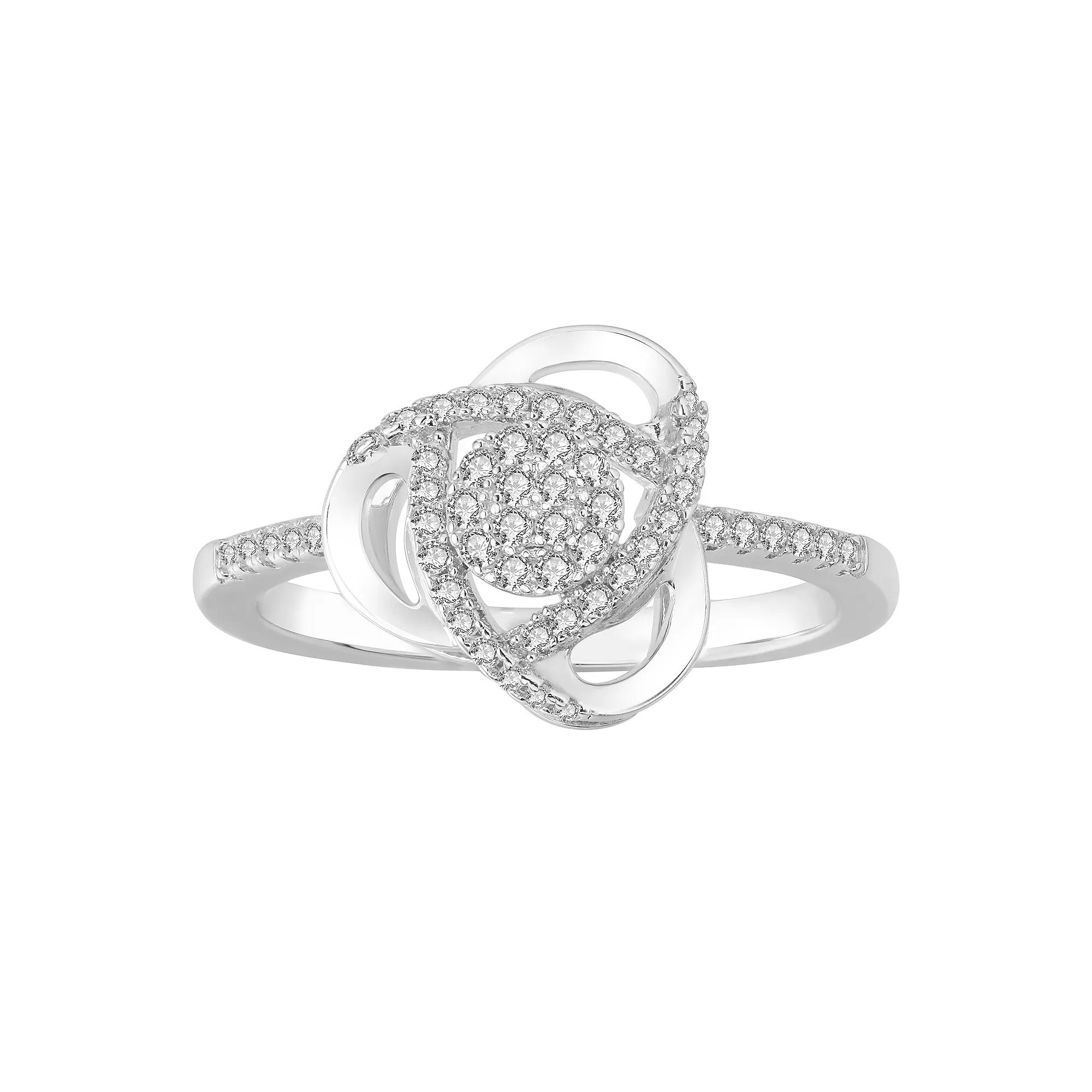 Sterling Silver 1/4 Carat T.W. Diamond Knot Ring, Women's,  Product Image