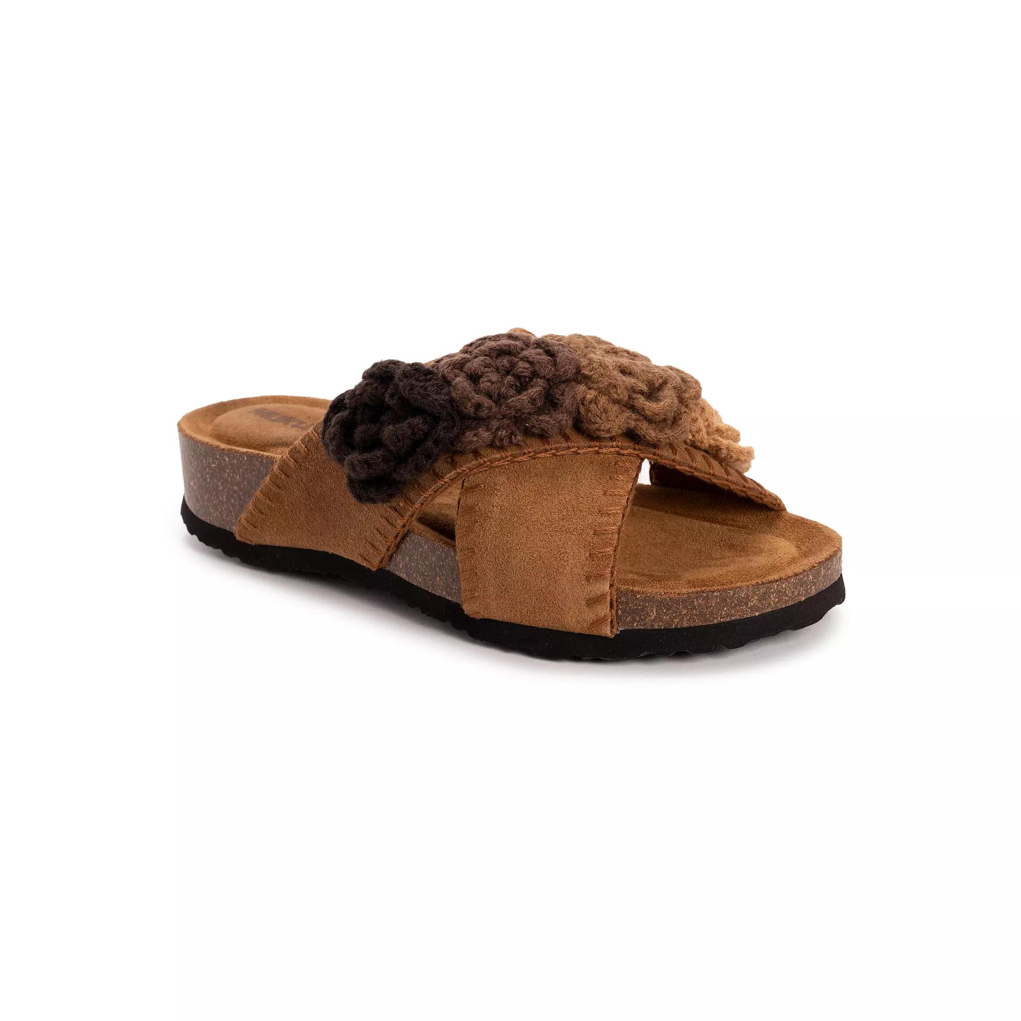 MUK LUKS Penelope Women's Suede Floral Slide Sandals,  Product Image
