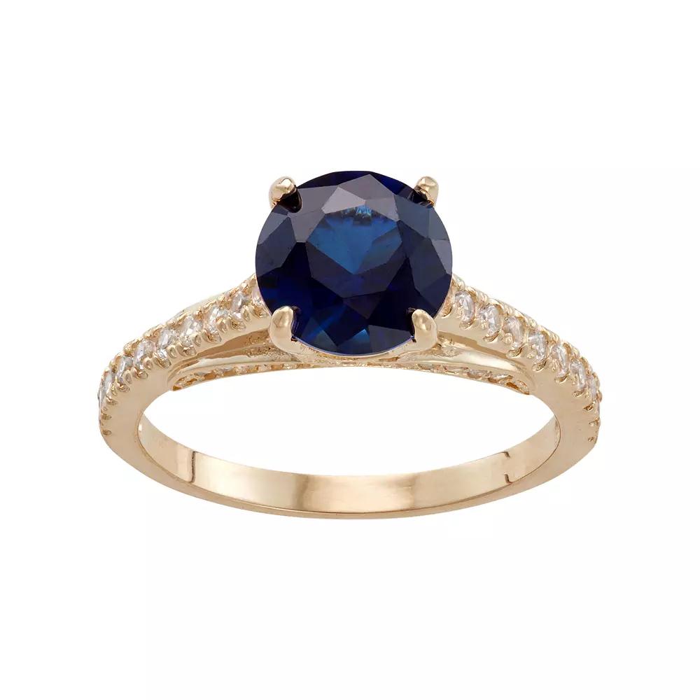 Designs by Gioelli 10k Gold Lab-Created Blue & White Sapphire Ring, Women's, Size: 7 Product Image
