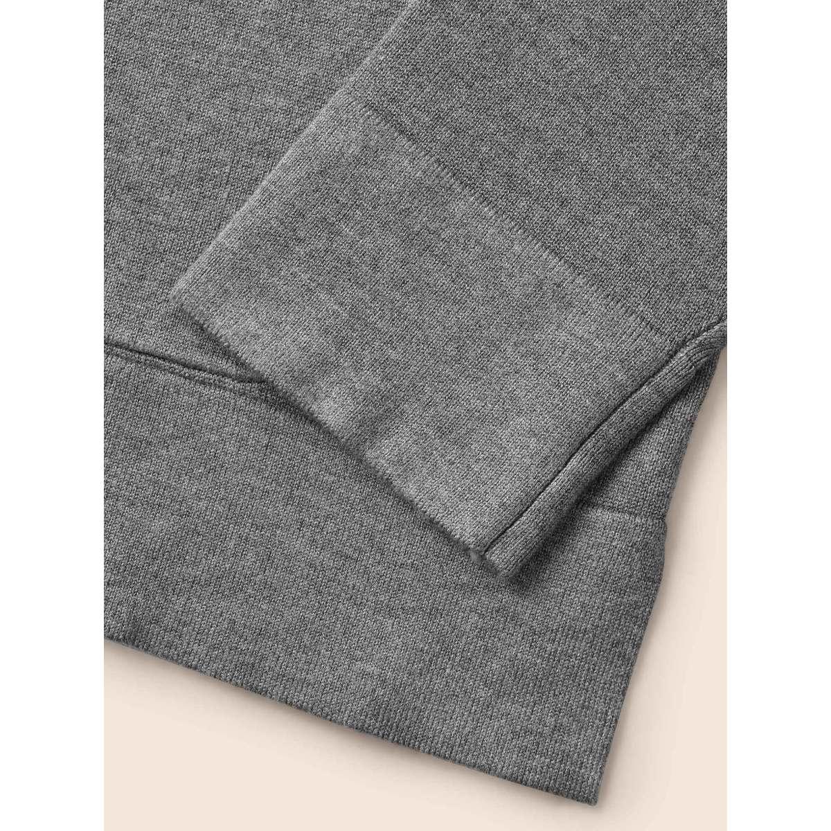 Plus Size Supersoft Essentials Contrast Slit Hem Cardigan DarkGray Women Leisure Loose Long Sleeve Casual Cardigans BloomChic 18-20/2X Product Image