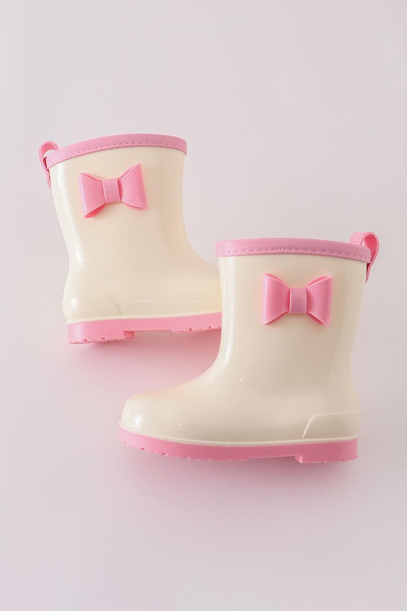 Pink & white bow rain boots Product Image