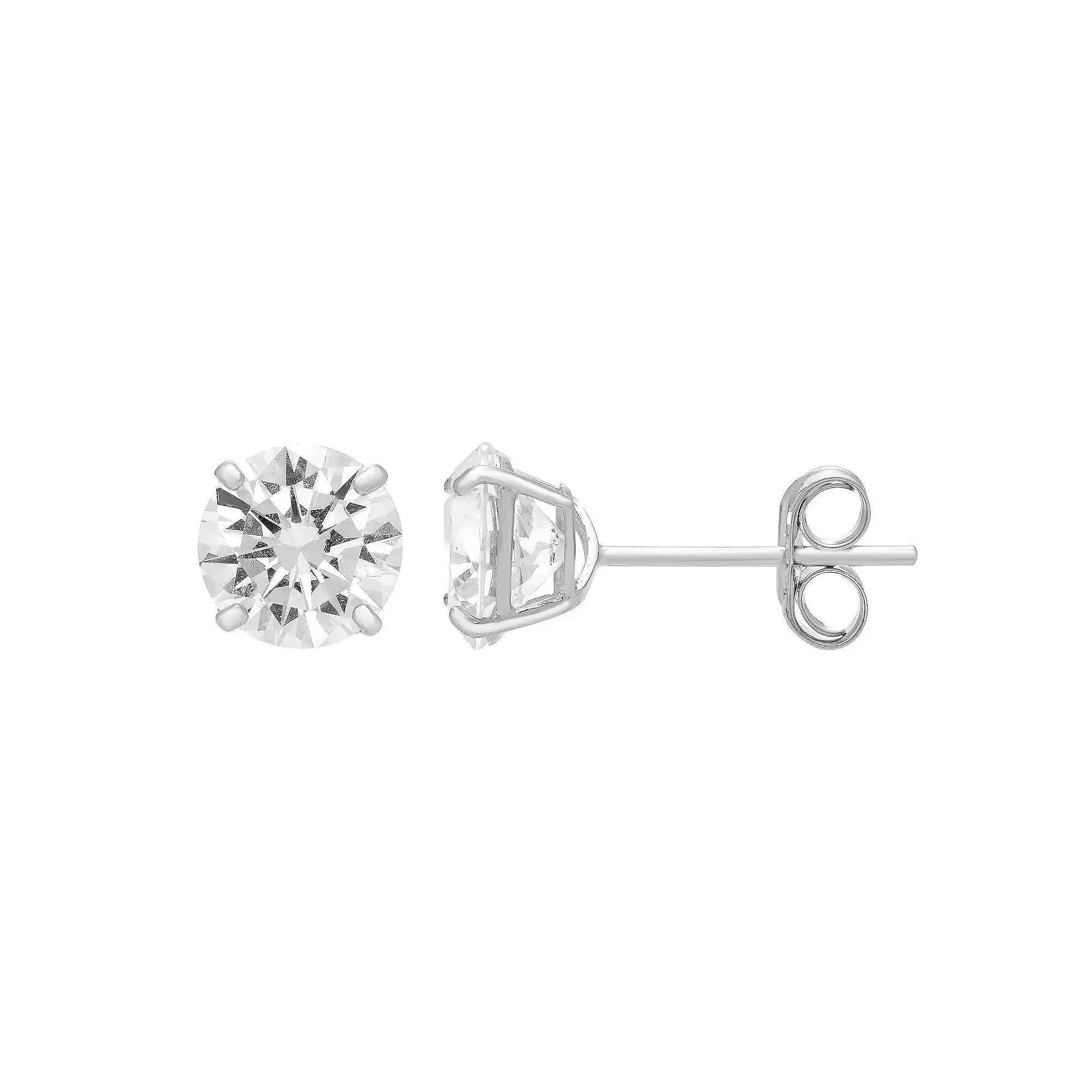 Theia Sky 14k White Gold Cubic Zirconia Stud Earrings, Women's, Size: 5MM Product Image
