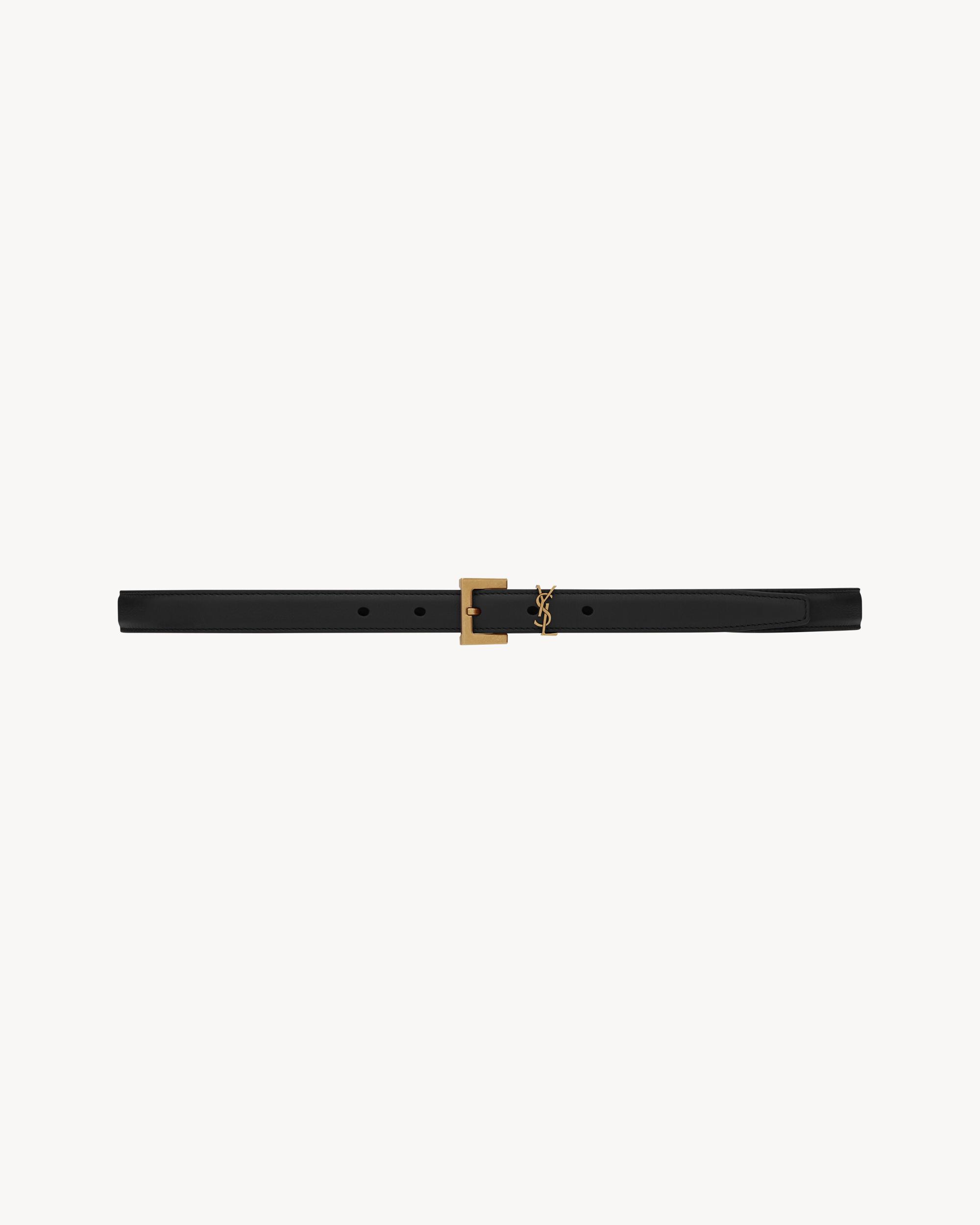 CASSANDRE THIN BELT WITH SQUARE BUCKLE IN BOX SAINT LAURENT LEATHER Product Image