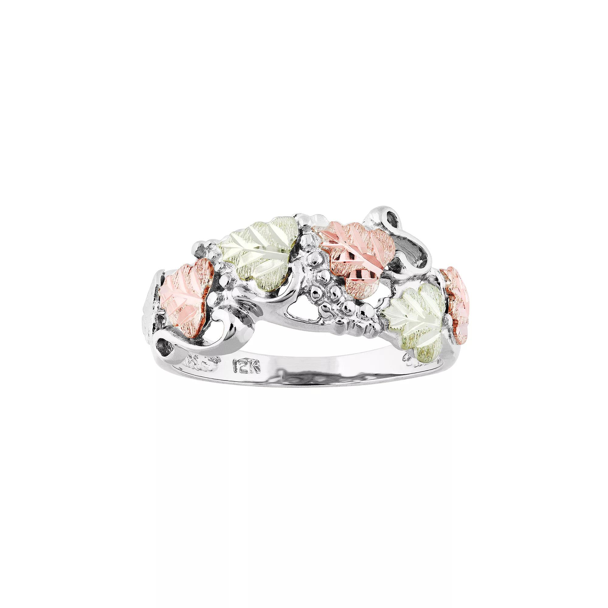 Black Hills Gold Tri-Tone Leaf Ring in Sterling Silver, Women's, Size: 9 Product Image