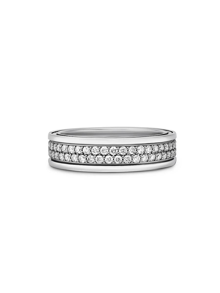 Mens Streamline Two Row Band Ring In Sterling Silver Product Image