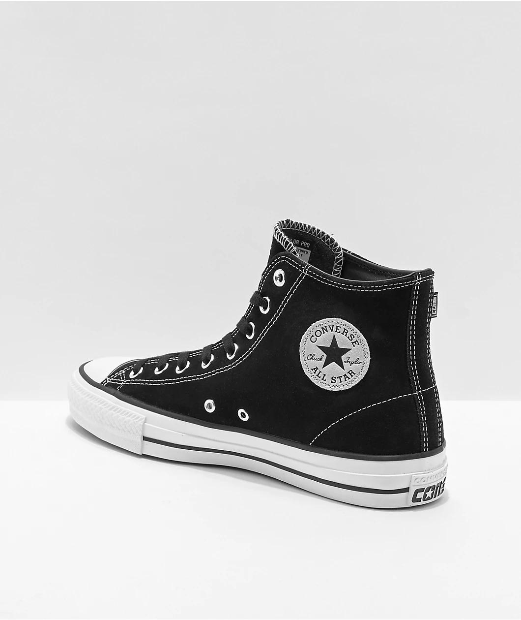 Converse Chuck Taylor All Star Pro Hi Black & White Suede Skate Shoes Product Image